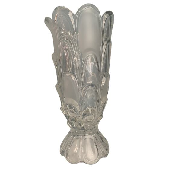 Toscana Bohemia Crystal Vase Layered Flower Petal Design Frosted Accents - Picture 9 of 12